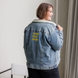 image-Personalized Embroidered Denim Jacket , Custom Denim Jacket,