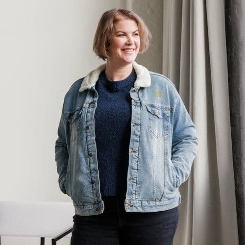 image-Personalized Embroidered Denim Jacket , Custom Denim Jacket,
