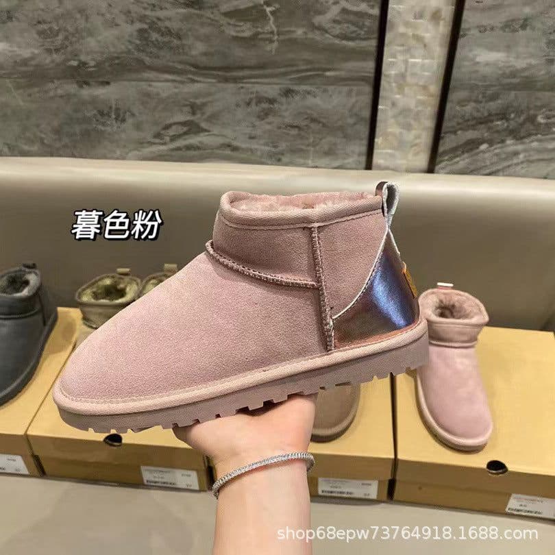 image-Manufacturer's micro-business live broadcast Zhou Dongyu's same style mini boots snow boots winter warm low-cut cowhide cotton shoes for men and women