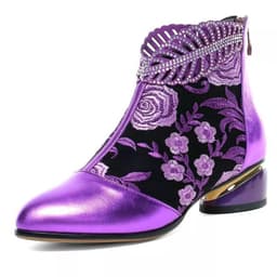 image-Medium heel ethnic style women's shoes embroidered rhinestone thick heel autumn and winter women's boots large size foreign trade Martin women's short boots 2022 new