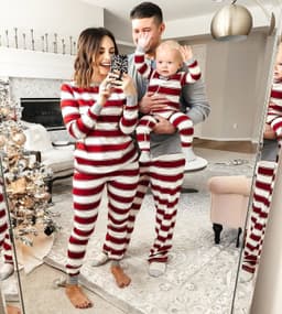 image-Amazon Independent Station 2022 Autumn and Winter New Products Stripe Print Parent-Child Suit Home Clothes
