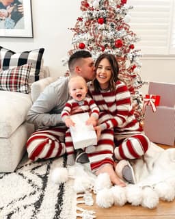 image-Amazon Independent Station 2022 Autumn and Winter New Products Stripe Print Parent-Child Suit Home Clothes