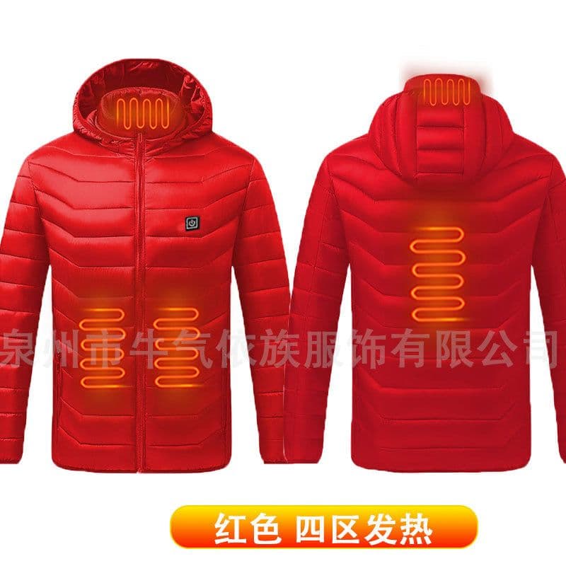 image-Cross-border spot smart electric heating cotton coat heating clothing winter lightweight hooded down cotton jacket for men and women
