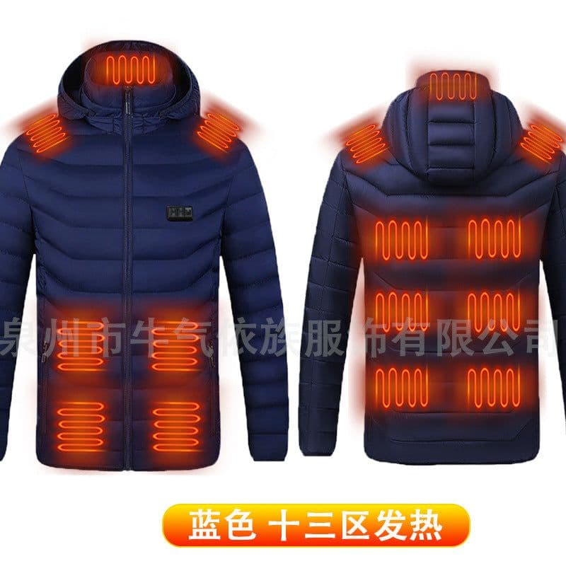 image-Cross-border spot smart electric heating cotton coat heating clothing winter lightweight hooded down cotton jacket for men and women