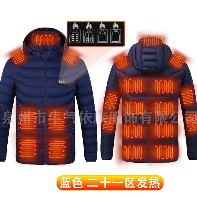 image-Cross-border spot smart electric heating cotton coat heating clothing winter lightweight hooded down cotton jacket for men and women