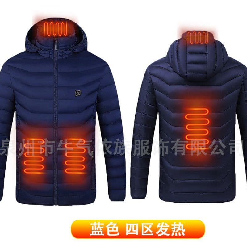 image-Cross-border spot smart electric heating cotton coat heating clothing winter lightweight hooded down cotton jacket for men and women