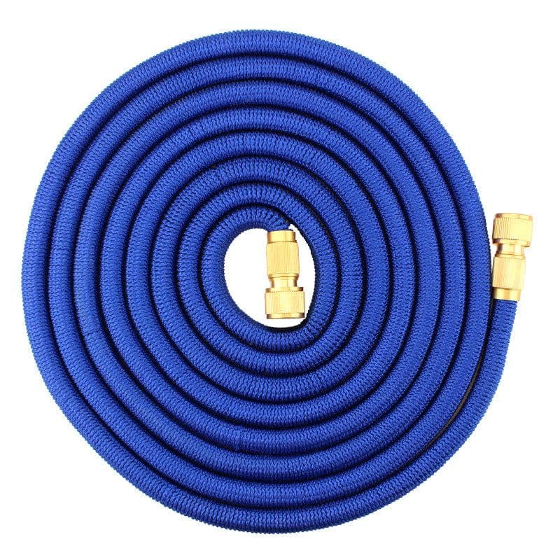 image-Factory direct sales copper-plated household garden water pipe 3 times telescopic TPE car wash water pipe magic telescopic water pipe