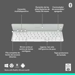 image-Bluetooth Keyboard Logitech 920-013011 Spanish Qwerty Grey White/Grey