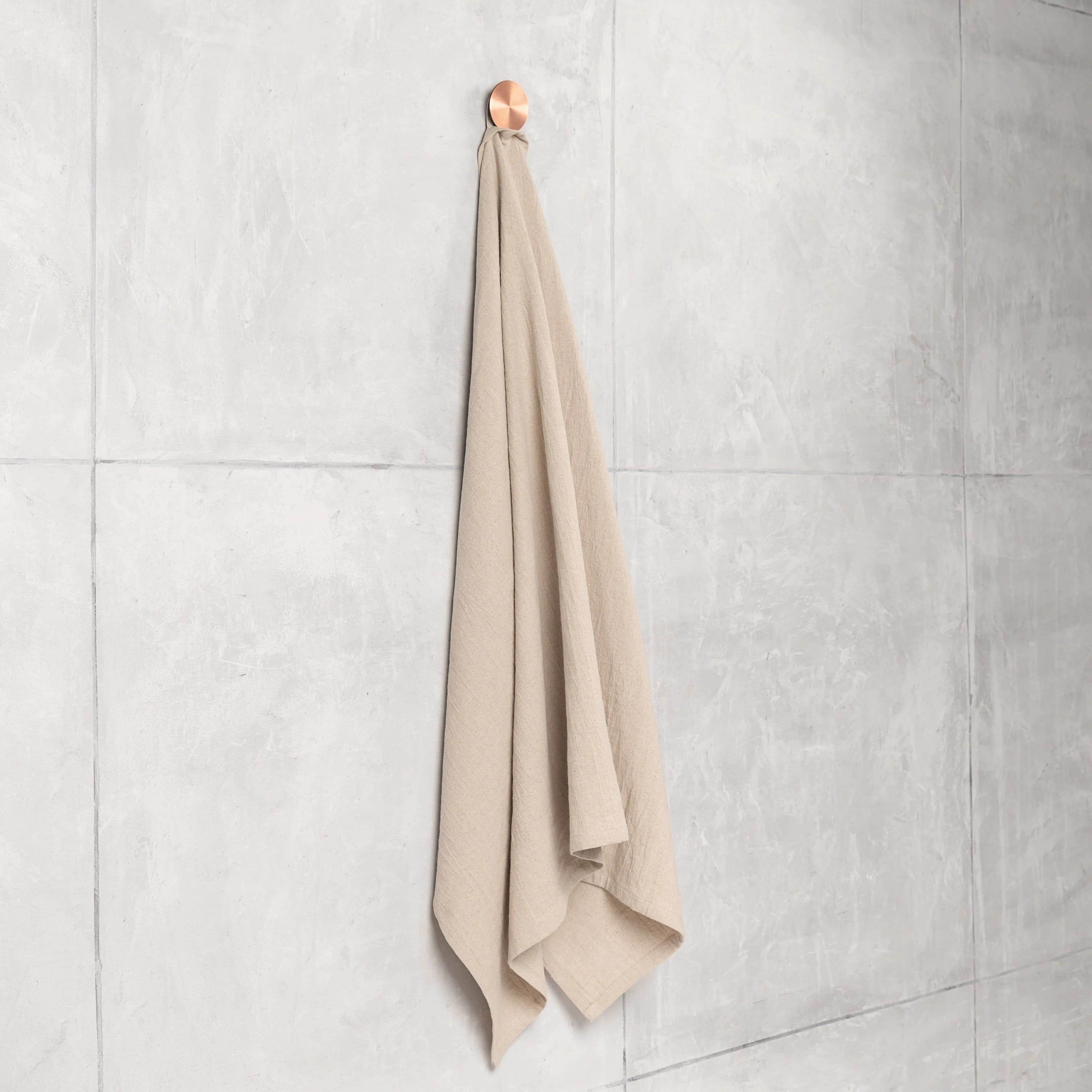 image-Hemp linen bathroom towel | natural