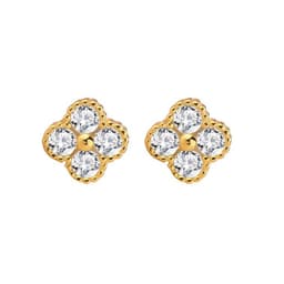 image-925 silver four-leaf clover earrings Korean style small fragrance delicate clover earrings niche design 18K gold flower earrings