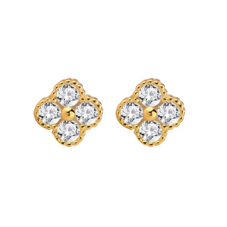 image-925 silver four-leaf clover earrings Korean style small fragrance delicate clover earrings niche design 18K gold flower earrings