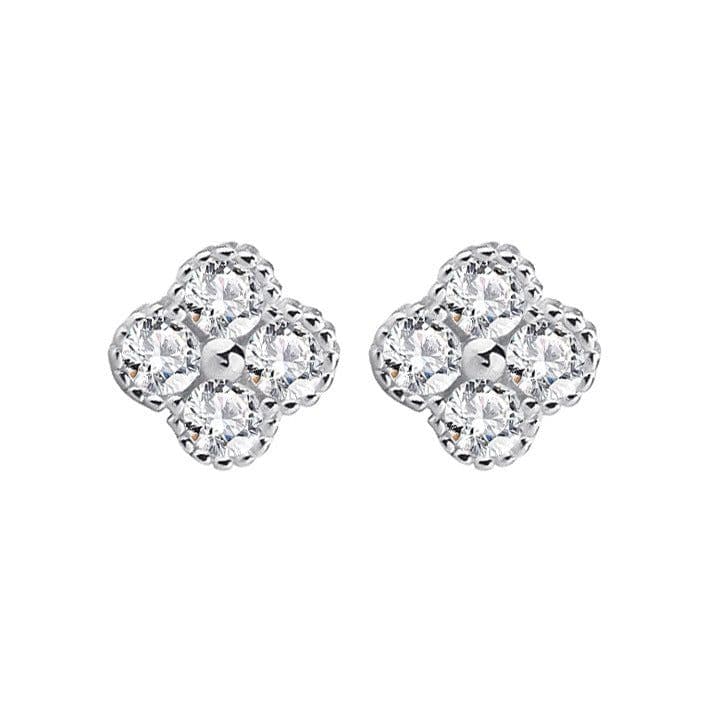 image-925 silver four-leaf clover earrings Korean style small fragrance delicate clover earrings niche design 18K gold flower earrings