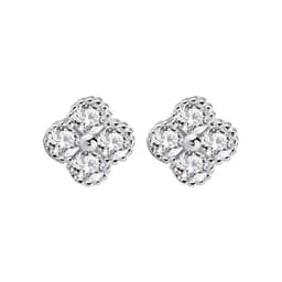 image-925 silver four-leaf clover earrings Korean style small fragrance delicate clover earrings niche design 18K gold flower earrings
