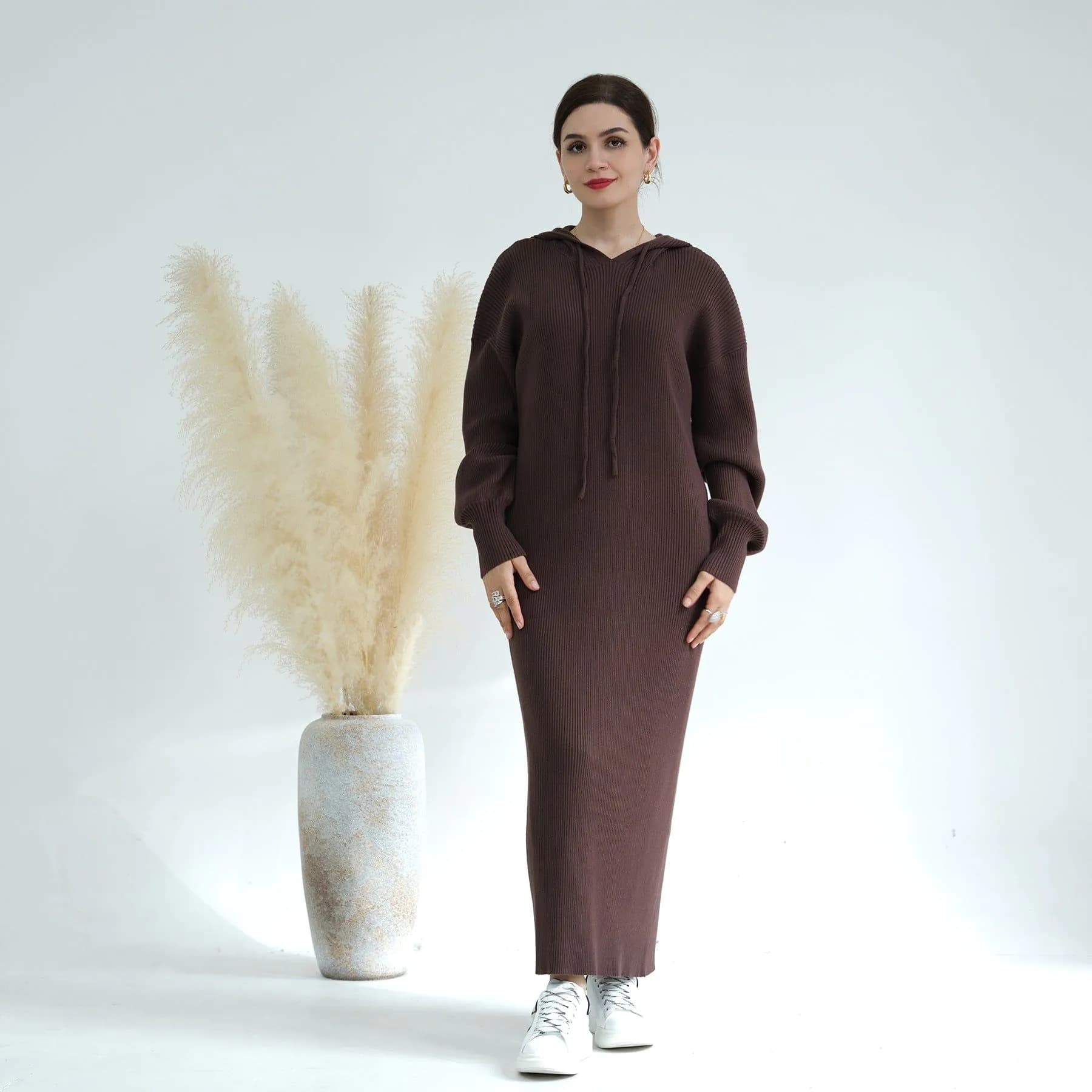 image-Loriya2023 AliExpress Dubai Middle East Autumn and Winter thickened knitted loose sweater dress LR668