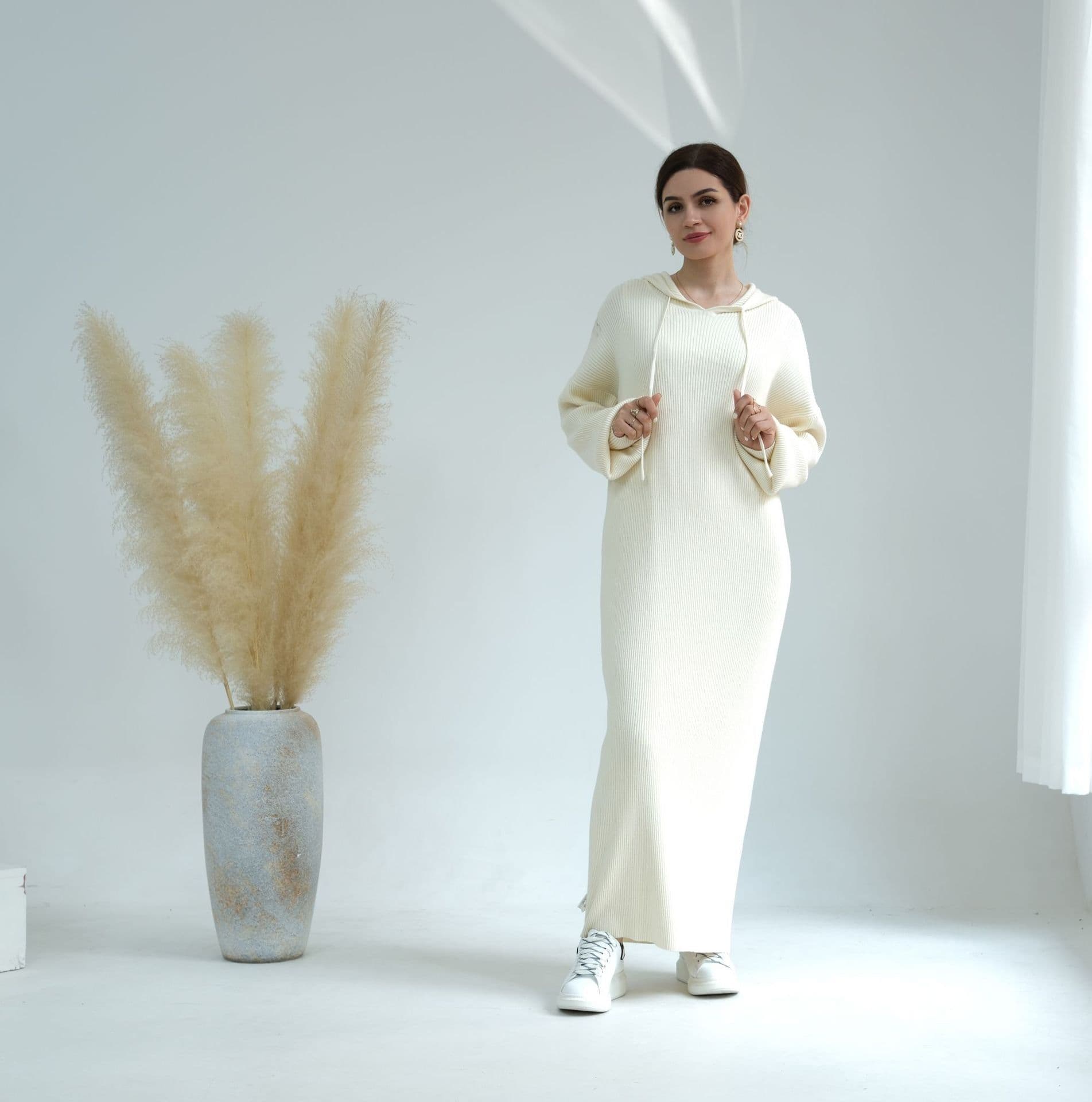 image-Loriya2023 AliExpress Dubai Middle East Autumn and Winter thickened knitted loose sweater dress LR668