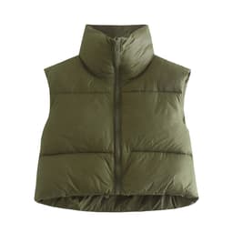 image-European and American Amazon Women's Lightweight Down Cotton Vest Stand Collar Thickened Warm Short Vest Sleeveless Bread Jacket