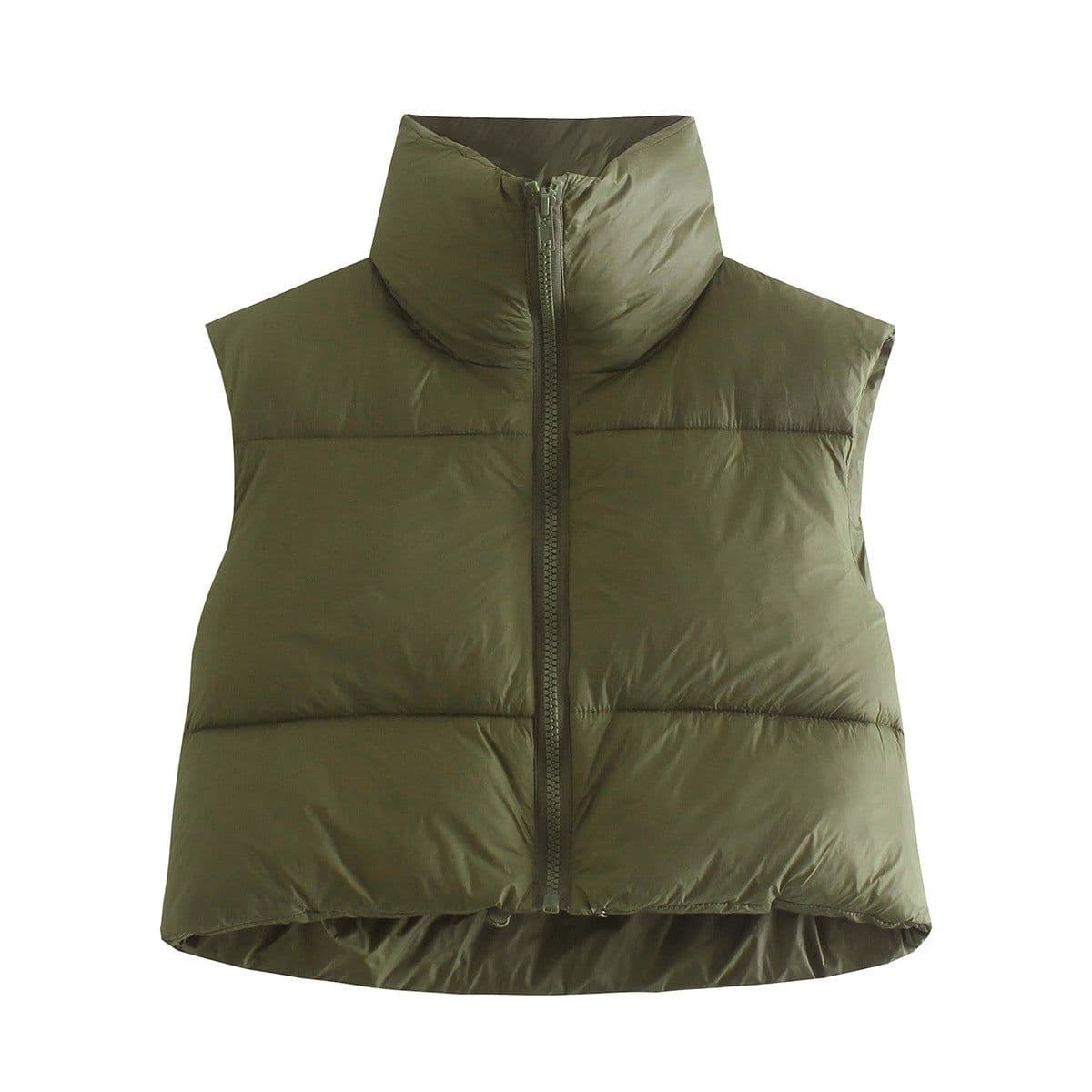 image-European and American Amazon Women's Lightweight Down Cotton Vest Stand Collar Thickened Warm Short Vest Sleeveless Bread Jacket