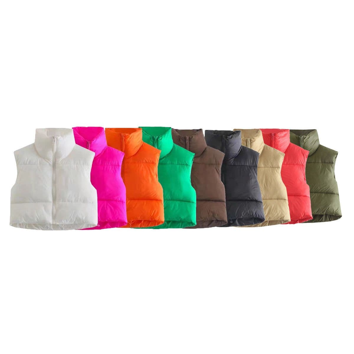 image-European and American Amazon Women's Lightweight Down Cotton Vest Stand Collar Thickened Warm Short Vest Sleeveless Bread Jacket