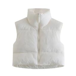 image-European and American Amazon Women's Lightweight Down Cotton Vest Stand Collar Thickened Warm Short Vest Sleeveless Bread Jacket