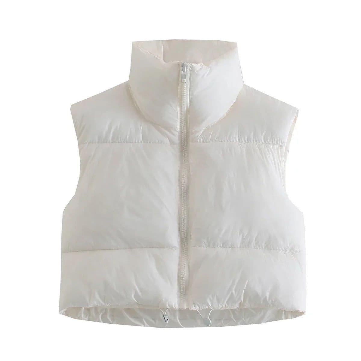 image-European and American Amazon Women's Lightweight Down Cotton Vest Stand Collar Thickened Warm Short Vest Sleeveless Bread Jacket