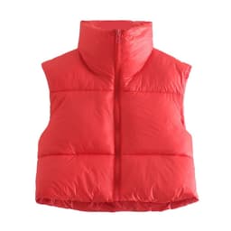 image-European and American Amazon Women's Lightweight Down Cotton Vest Stand Collar Thickened Warm Short Vest Sleeveless Bread Jacket