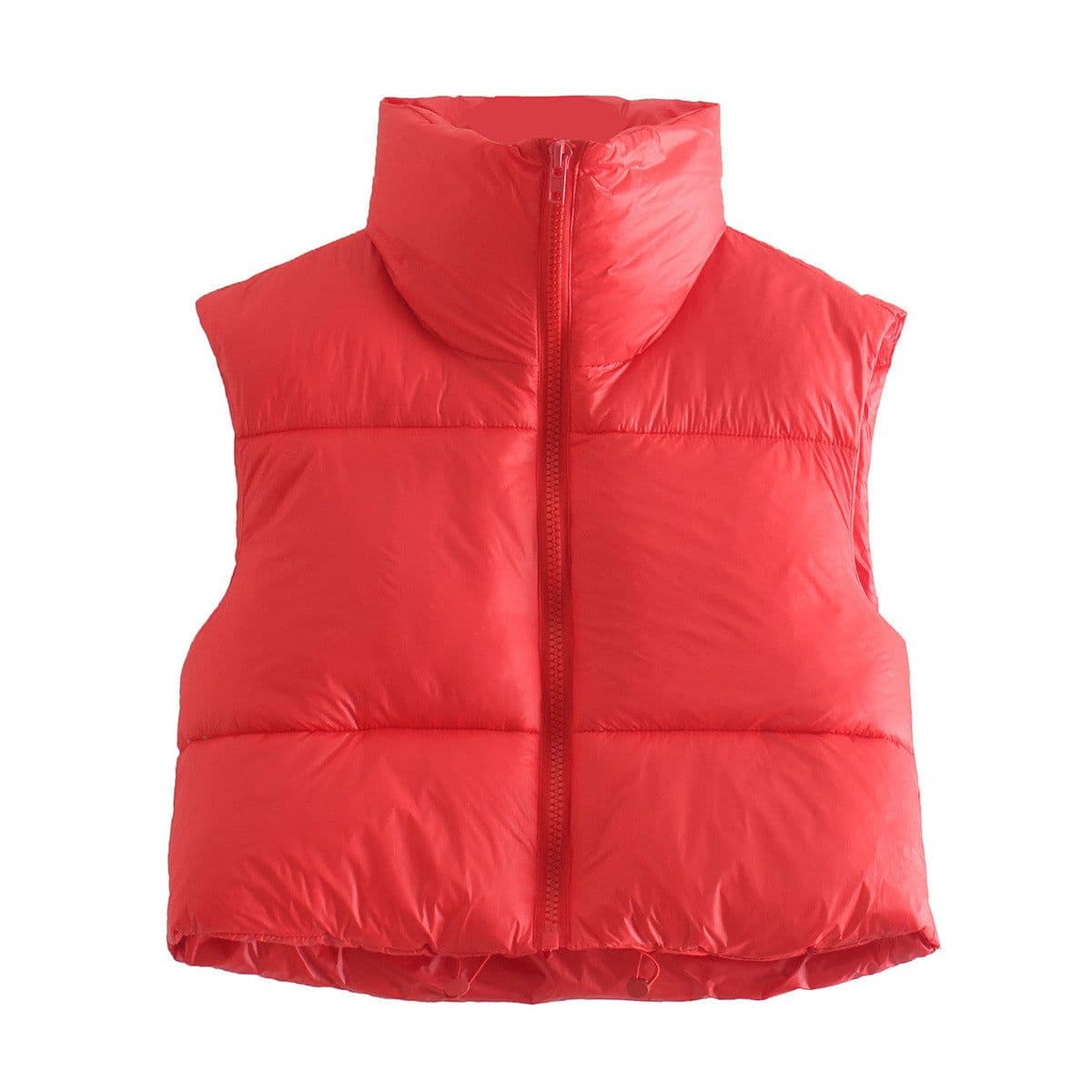 image-European and American Amazon Women's Lightweight Down Cotton Vest Stand Collar Thickened Warm Short Vest Sleeveless Bread Jacket