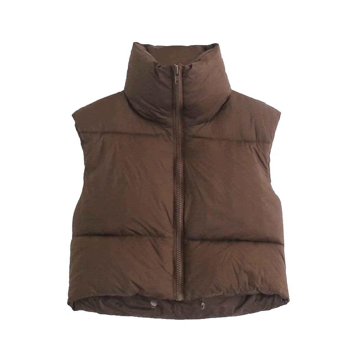 image-European and American Amazon Women's Lightweight Down Cotton Vest Stand Collar Thickened Warm Short Vest Sleeveless Bread Jacket