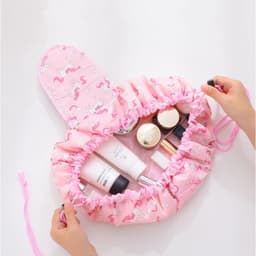 image-Internet celebrity folding induction lazy makeup bag drawstring waterproof cartoon cute storage bag autumn and winter cosmetic bag wholesale