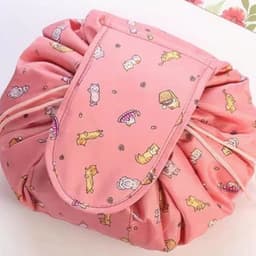 image-Internet celebrity folding induction lazy makeup bag drawstring waterproof cartoon cute storage bag autumn and winter cosmetic bag wholesale