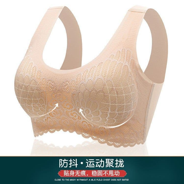 image-Latex 4 .. 0 Seamless Back Shaping Bra Women's Wireless Small Chest Push up Adjustment Breathable Sports Sleep Women's Bra