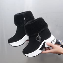 image-Snow boots for women 2023 winter new Korean style furry short-tube plus velvet warm inner heightening cotton boots one piece drop shipping