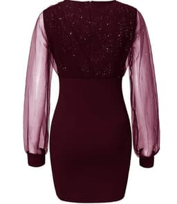 image-2022 European and American mesh V-neck sequined dress slim sexy dress ready for sale 0.22g