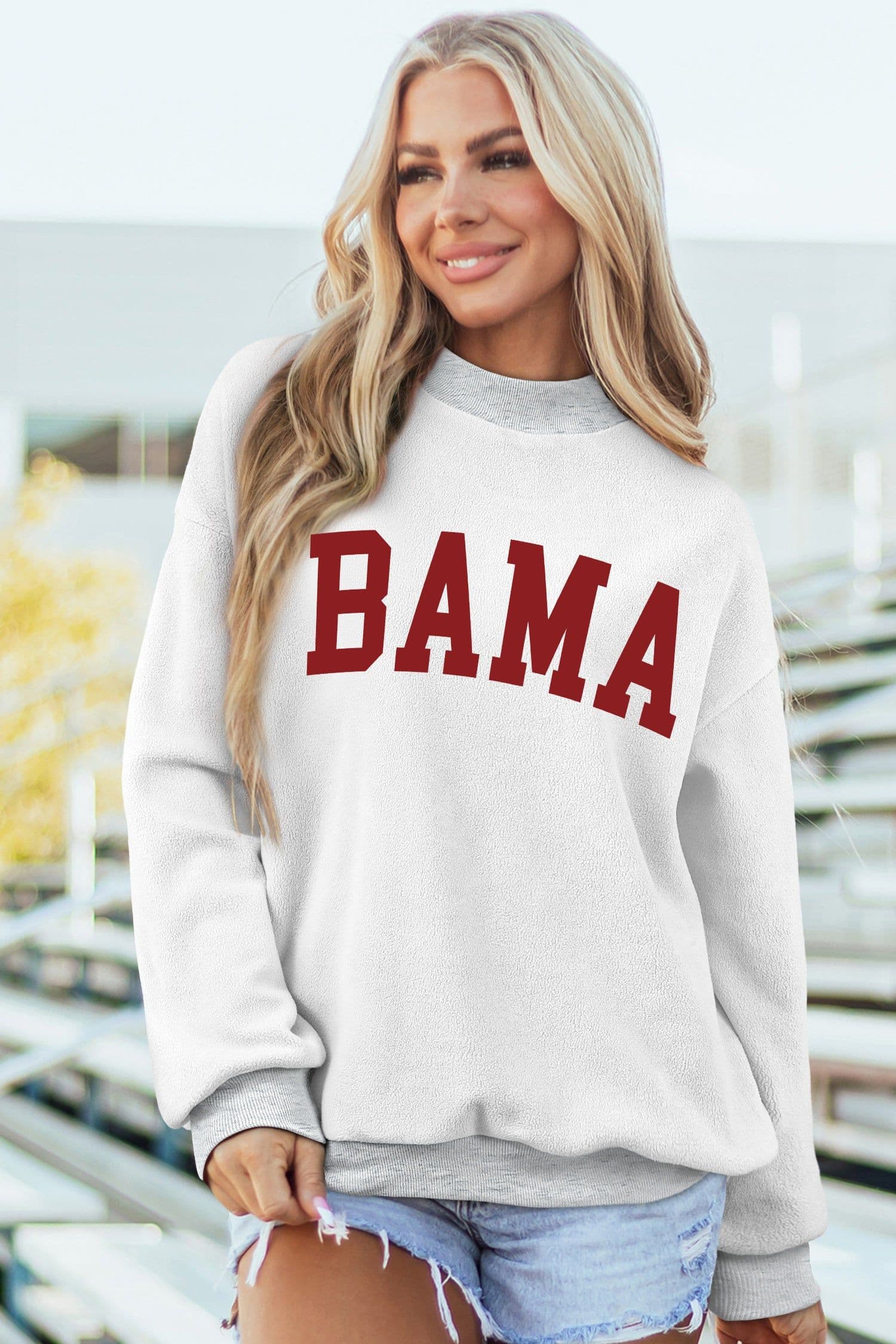 image-Alabama Reversible Mock Neck Sweatshirt - Light Grey Fleece