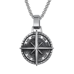 image-Cross-border jewelry stainless steel compass pendant European and American retro titanium steel men's necklace pendant manufacturer wholesale