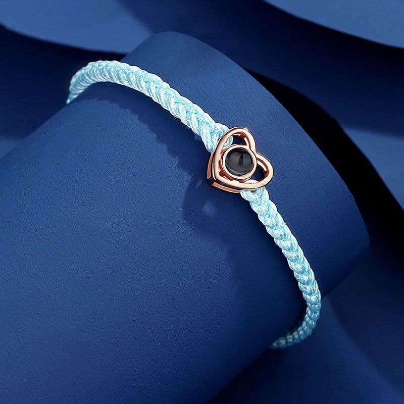 image-Cross-border foreign trade love bracelet in 100 languages woven rope bracelet projection nano fixed lettering color picture photo