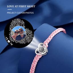 image-Cross-border foreign trade love bracelet in 100 languages woven rope bracelet projection nano fixed lettering color picture photo