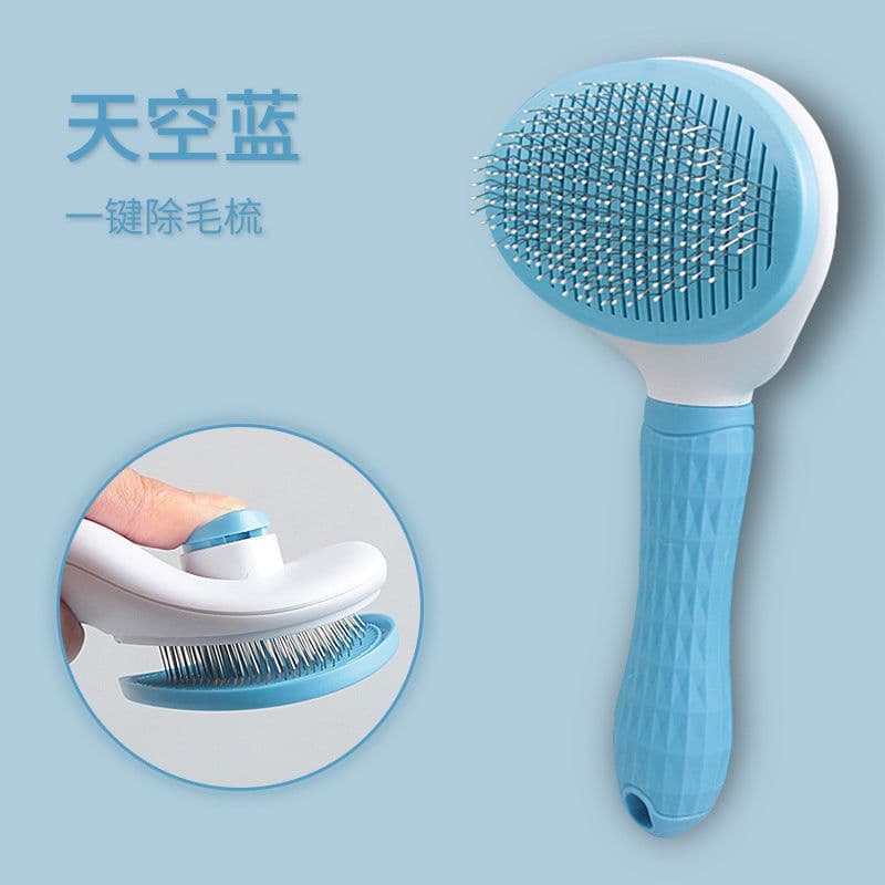 image-Pet comb, knot-opening comb, self-cleaning comb for cats and dogs, universal steel needle comb for all dogs, one-click removal of floating hair