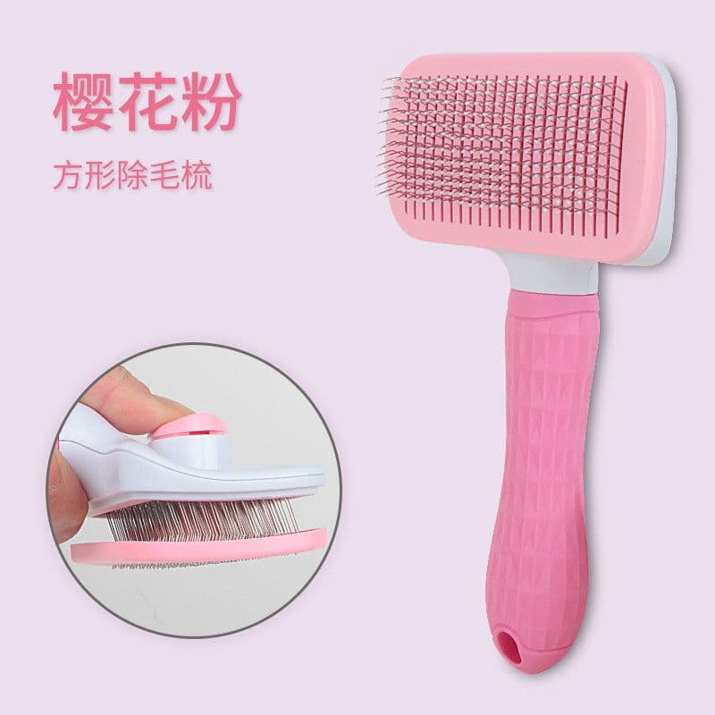 image-Pet comb, knot-opening comb, self-cleaning comb for cats and dogs, universal steel needle comb for all dogs, one-click removal of floating hair