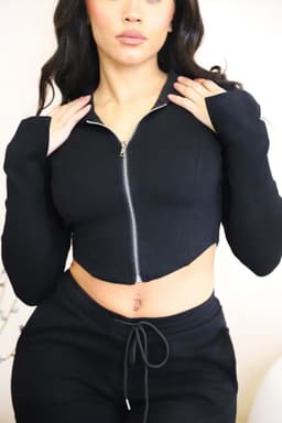 image-A5355 European and American casual tight-fitting sportswear multi-pocket workwear hooded suit pants