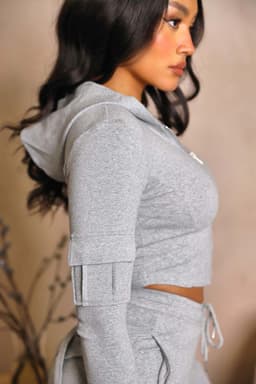 image-A5355 European and American casual tight-fitting sportswear multi-pocket workwear hooded suit pants