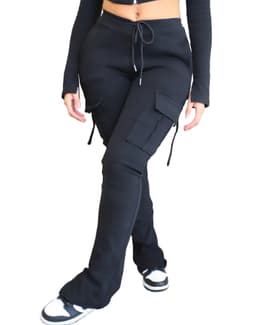 image-A5355 European and American casual tight-fitting sportswear multi-pocket workwear hooded suit pants