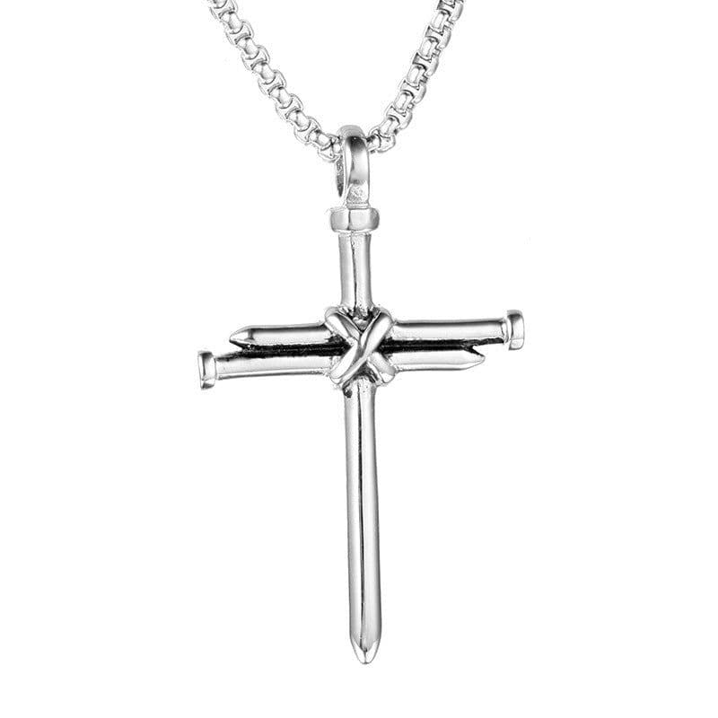 image-Color-preserving alloy cast steel nail cross pendant for men and women, punk style personalized men's necklace jewelry wholesale