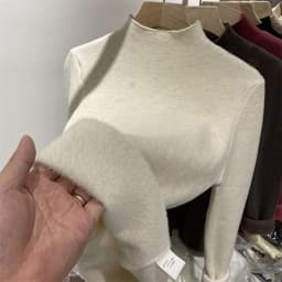 image-Fleece-lined Thickened Integral Velvet Mock Neck Sweater Women's Spring and Autumn New Inner Wear Long-Sleeved Bottoming Sweater Warm Top