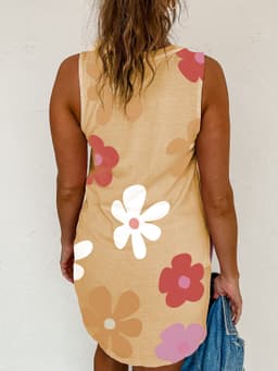 image-Apricot Daisy Flower Print Tank Dress
