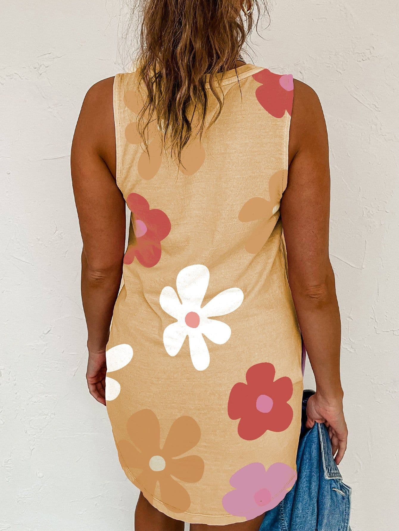 image-Apricot Daisy Flower Print Tank Dress