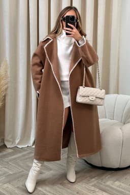 image-2023 European and American winter new style double-sided simple thickened and lengthened hand-crocheted double-sided woolen coat for women
