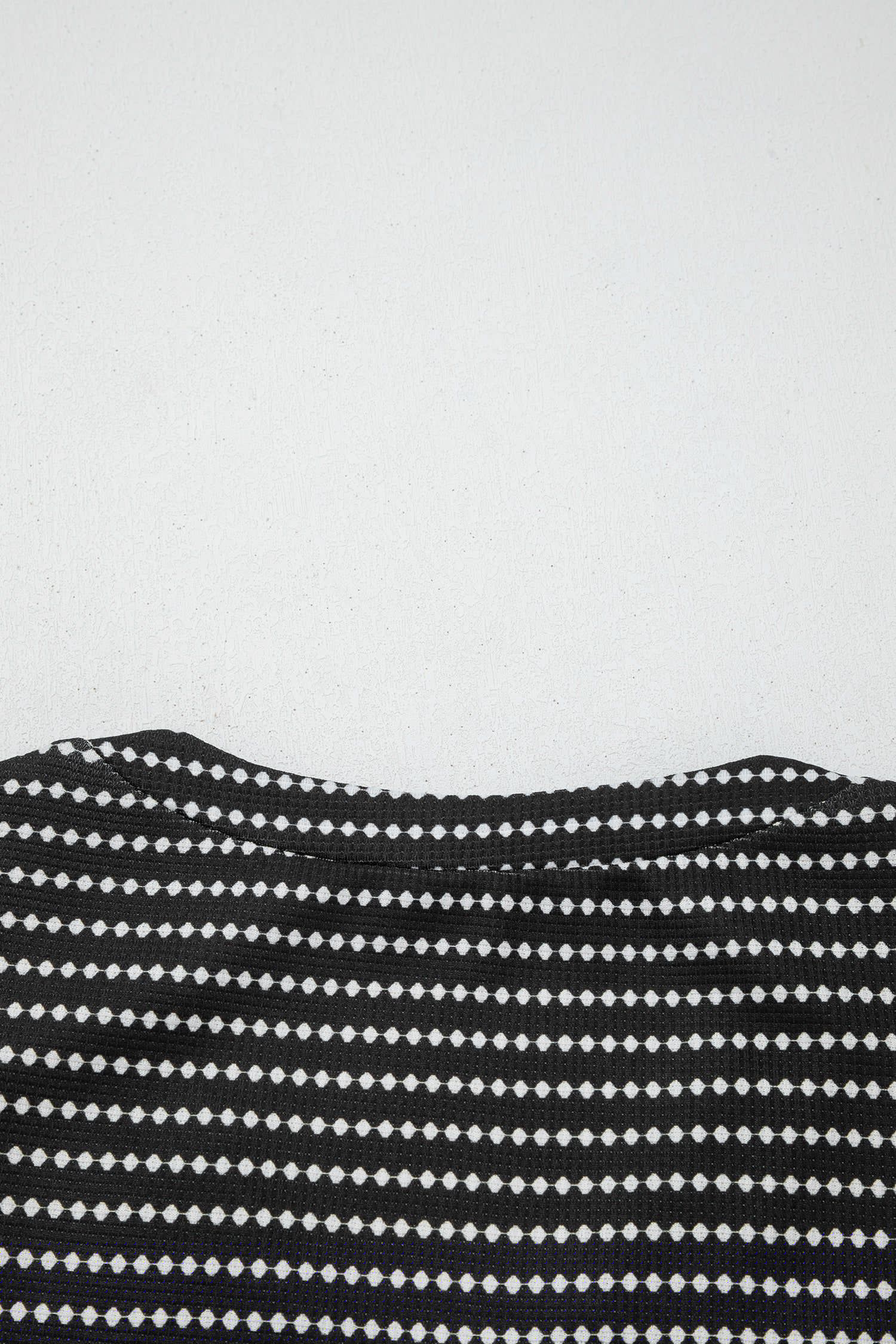 image-Black Stripe Textured Knit V Neck Flutter Sleeve Shift Mini Dress