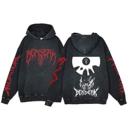 image-Anime Berserk Hoodie Men's Clothing Black Vintage Print Cot