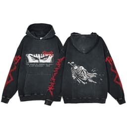 image-Anime Berserk Hoodie Men's Clothing Black Vintage Print Cot