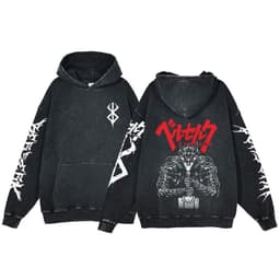 image-Anime Berserk Hoodie Men's Clothing Black Vintage Print Cot